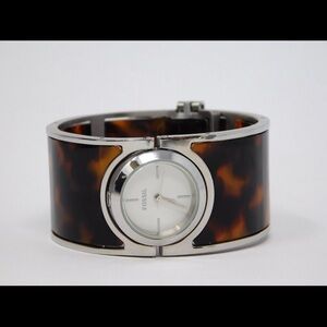 Fossil Womens Watch ES-2486 Leopard Bangle Band Quartz Three Hands Stainless Stl